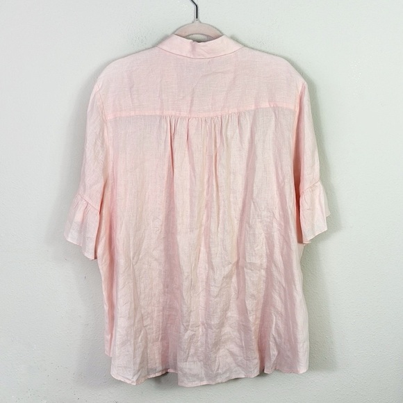NWT Lord & Taylor Woman 100% Linen Button Down Tunic Shirt Bell Sleeves size 3X - Picture 10 of 10